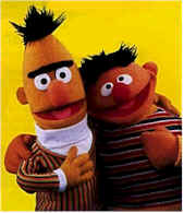 Bert and Ernie.  Ernie left, so Bert put on a red jogging suit and started to master DJ rap at the local dives.  Bert misses Ernie.  Misses him REAL bad.